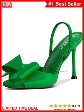 Satin Slingback High Heels Open Toe Mules Bow Stiletto Sandals Wedding Party